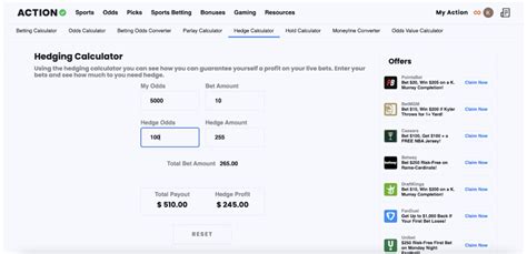 hedge betting calculator|hedge calculator action network.